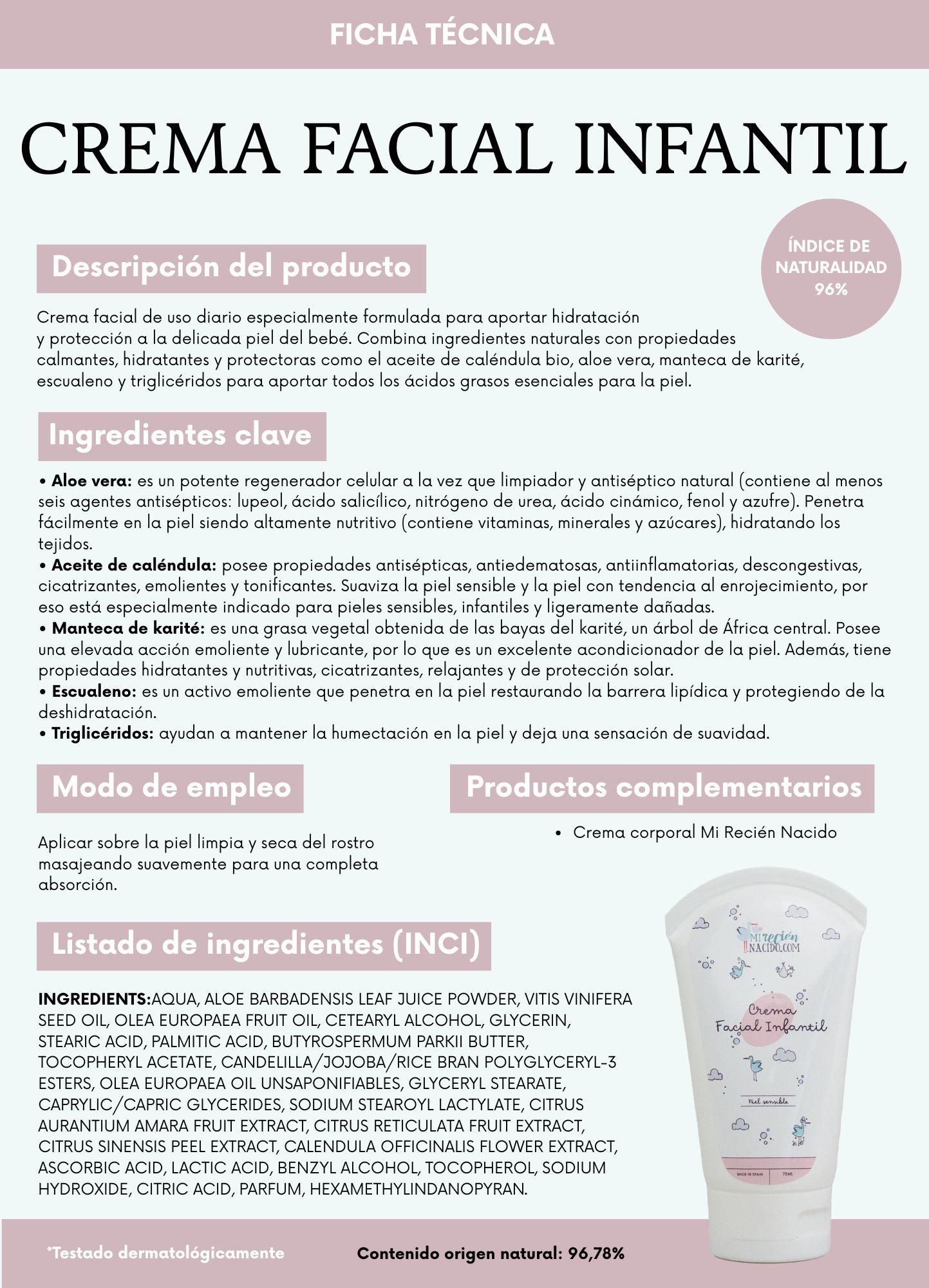 Crema facial infantil Mi Recién Nacido 75ml